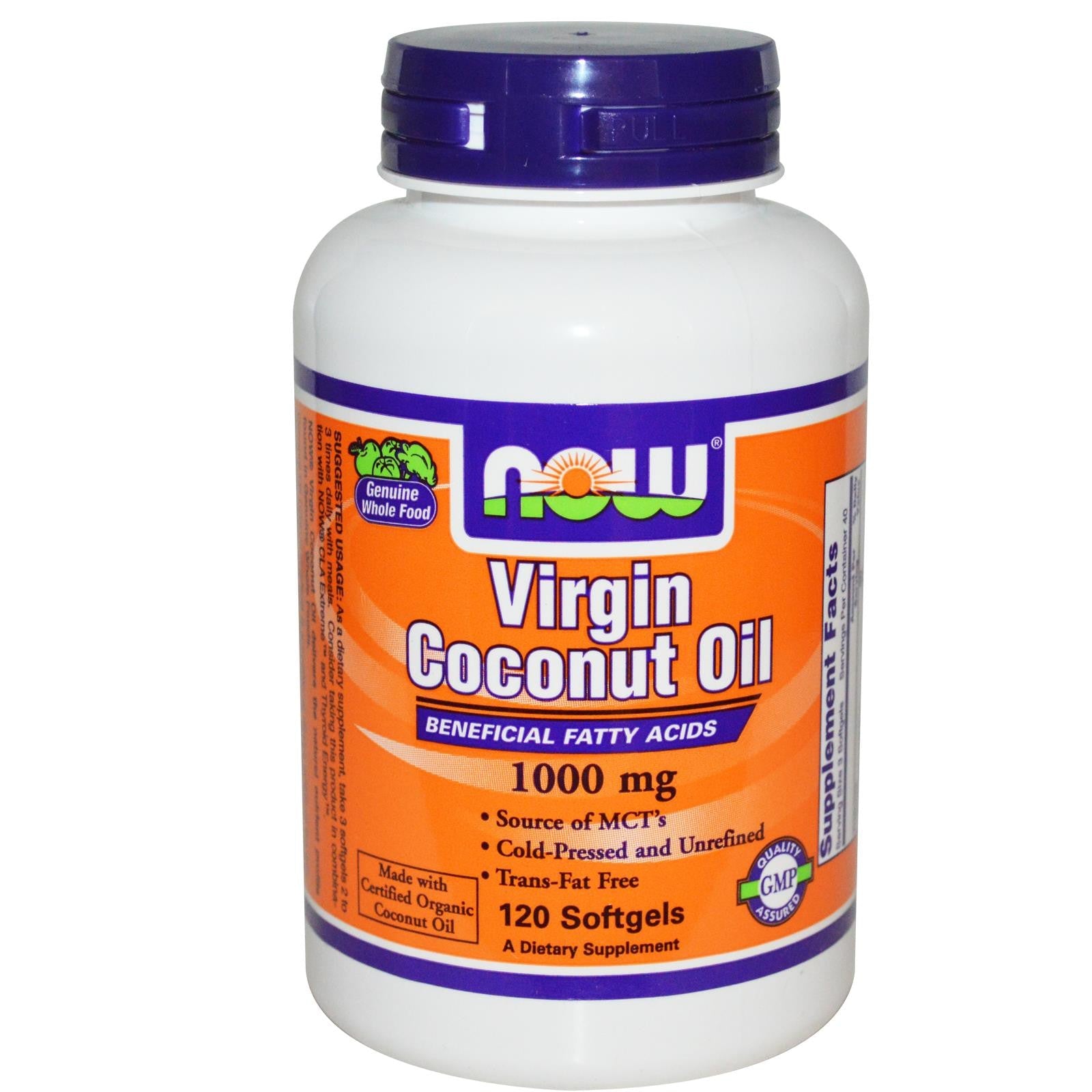 Now Foods Virgin Coconut Oil 1000mg 120 Softgels