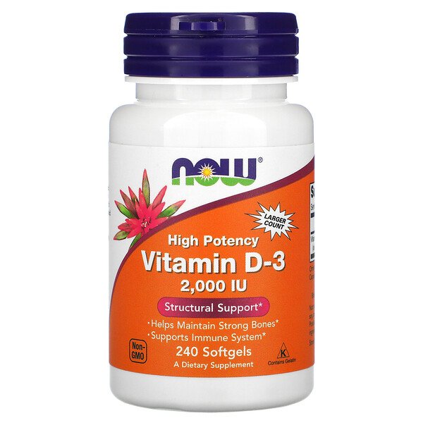 Now Foods Vitamin D-3 50mcg (2000 IU) 240 Softgels