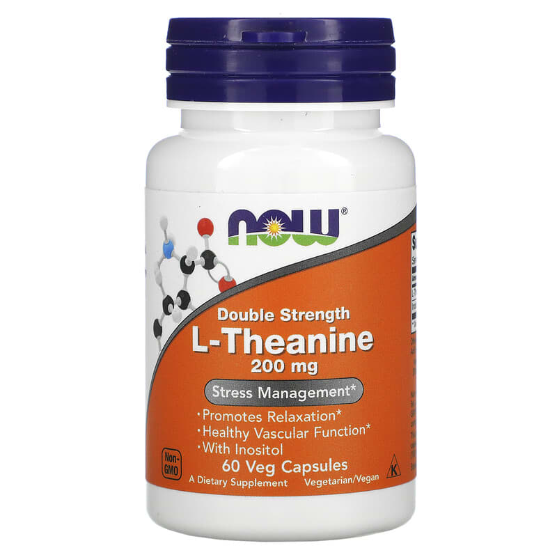 Now Foods L-Theanine Double Strength 200mg 60 Vcaps