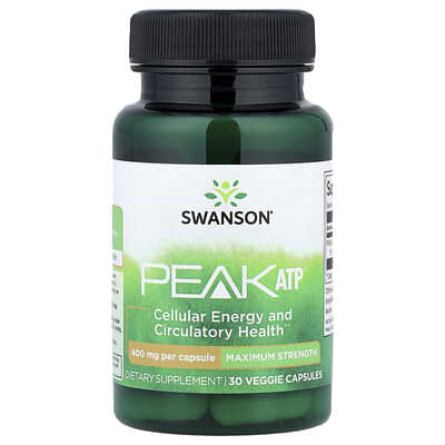 Swanson, Peak ATP®, Maximum Strength, 400 mg, 30 Veggie Capsules