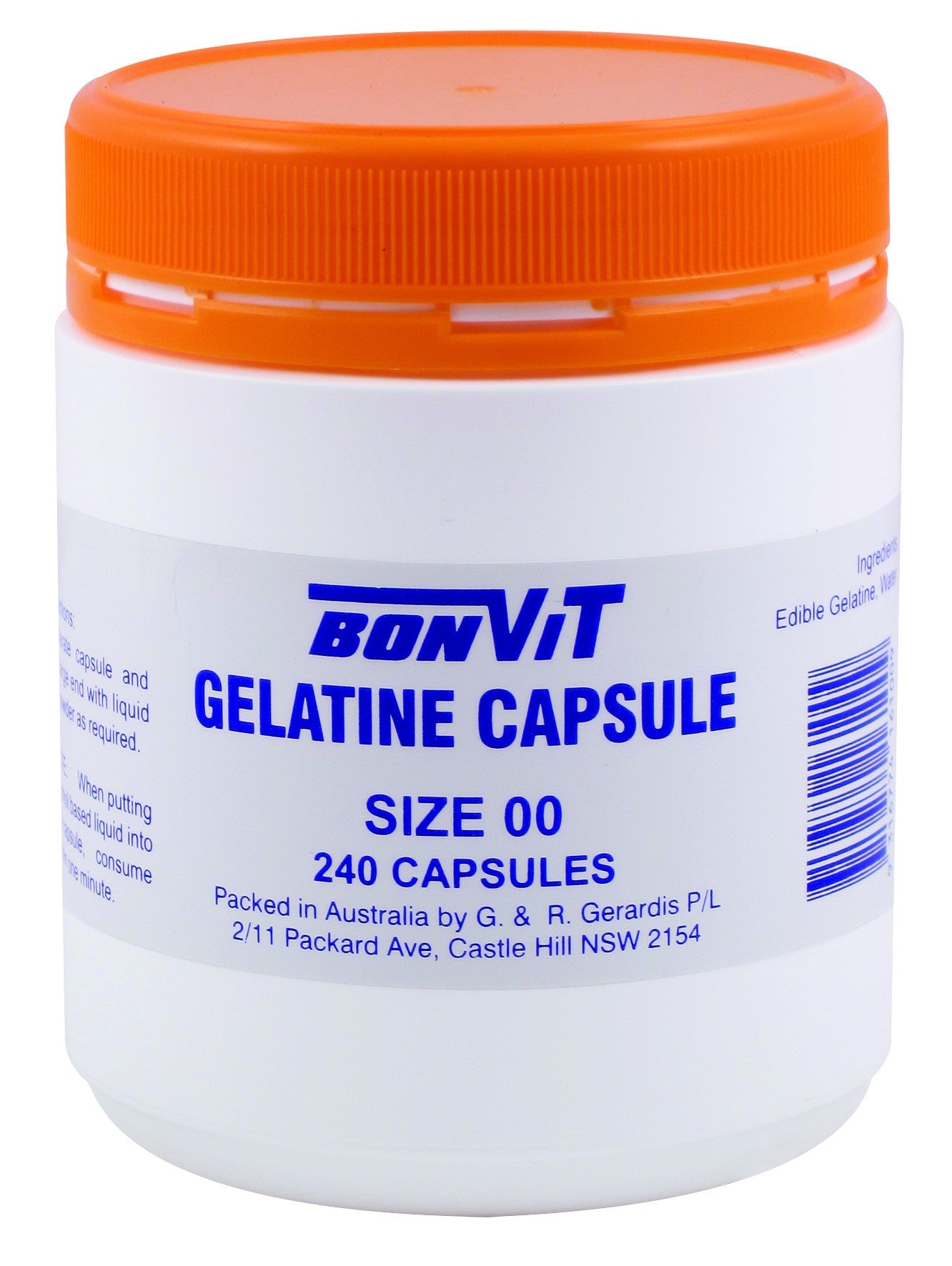 Bonvit Gelatin Capsules Size 00 240 Capsules - Natural Supplement