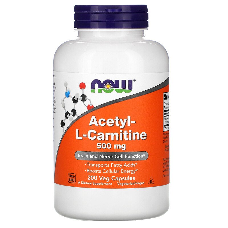 Now Foods Acetyl-L-Carnitine 500mg 200 Veg Capsules