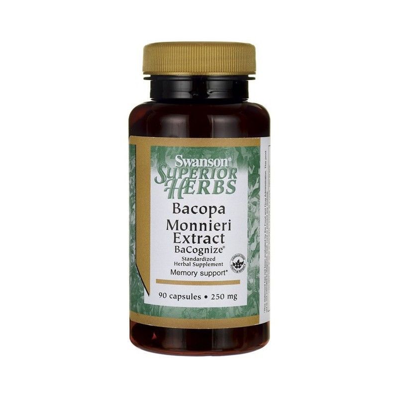 2 x Swanson Superior Herbs Bacopa Monnieri Extract BaCognize 250mg 90 Capsules