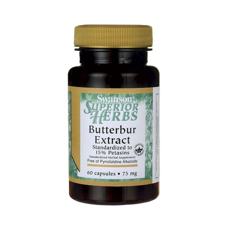 2 xSwanson Superior Herbs Butterbur Extract Standardised to 15% Petasins75mg