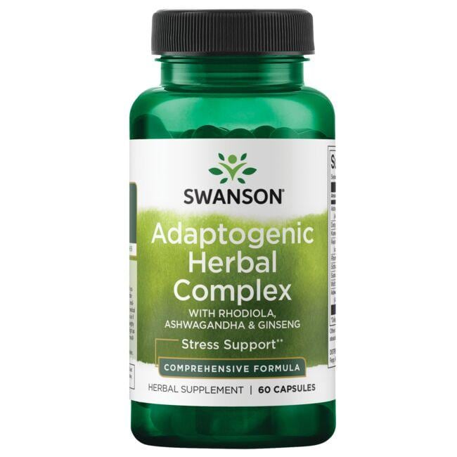 Swanson, Adaptogenic Herbal Complex with Rhodiola, Ashwagandha & Ginseng, 60 Vegan Capsules