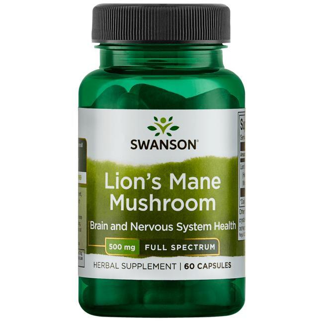 Swanson Premium Full-Spectrum Lion's Mane Mushroom 500mg 60 Capsules