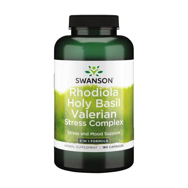 Rhodiola Holy Basil Valerian Stress Complex - 3-in-1 Formula 180 caps