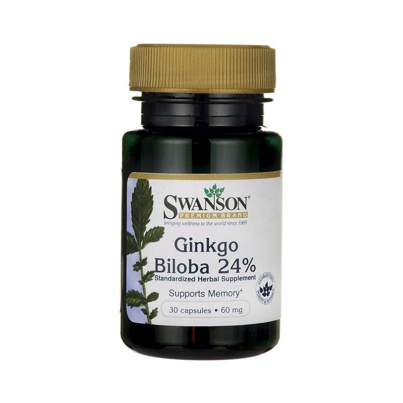 Swanson Premium Ginkgo Biloba Extract 24% Standardised 60mg 30 Capsules