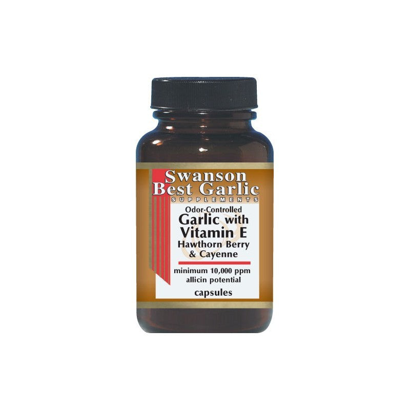 Swanson Best Garlic Supplements Garlic with Vitamin E Hawthorn Berry & Cayenne 120 Capsules