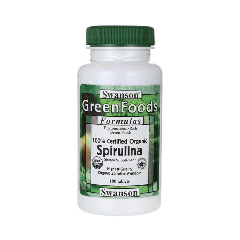 Swanson GreenFoods Formulas Certified Organic Spirulina 500mg 180 Tablets