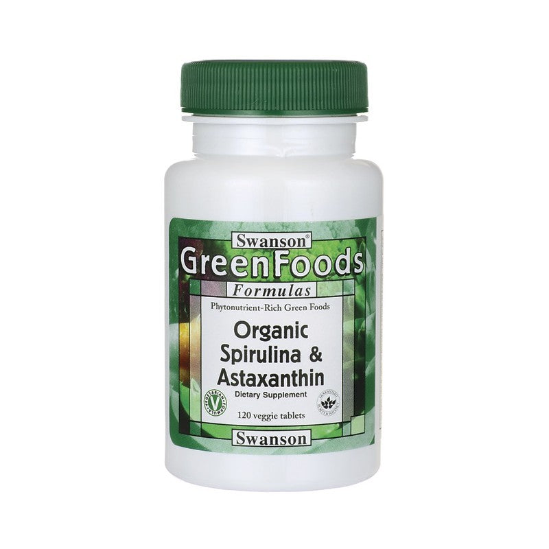 Swanson GreenFoods Formulas Non-GMO Organic Spirulina & Astaxanthin 120 Veggie Tablets