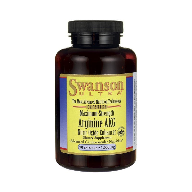 Swanson Ultra Maximum Strength Arginine AKG Nitric Oxide Enhancer 1000mg 90 Capsules